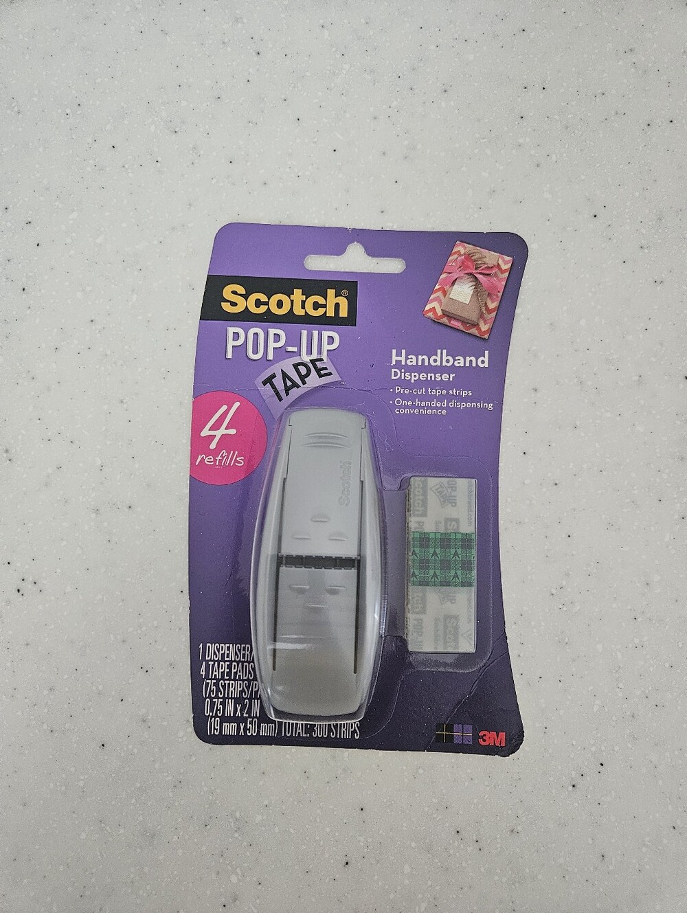 New Scotch Pop-Up Tape Dispenser + 4 Refills 300 Strips 75 Ct